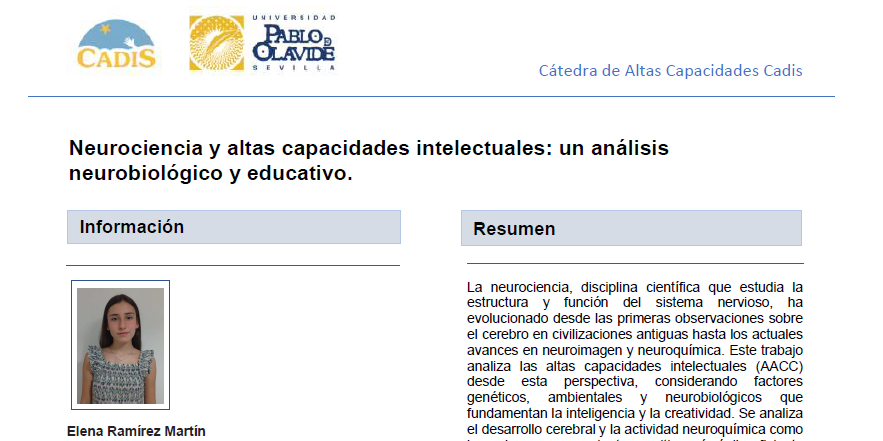 Artículo científico: Neurociencia y altas capacidades intelectuales